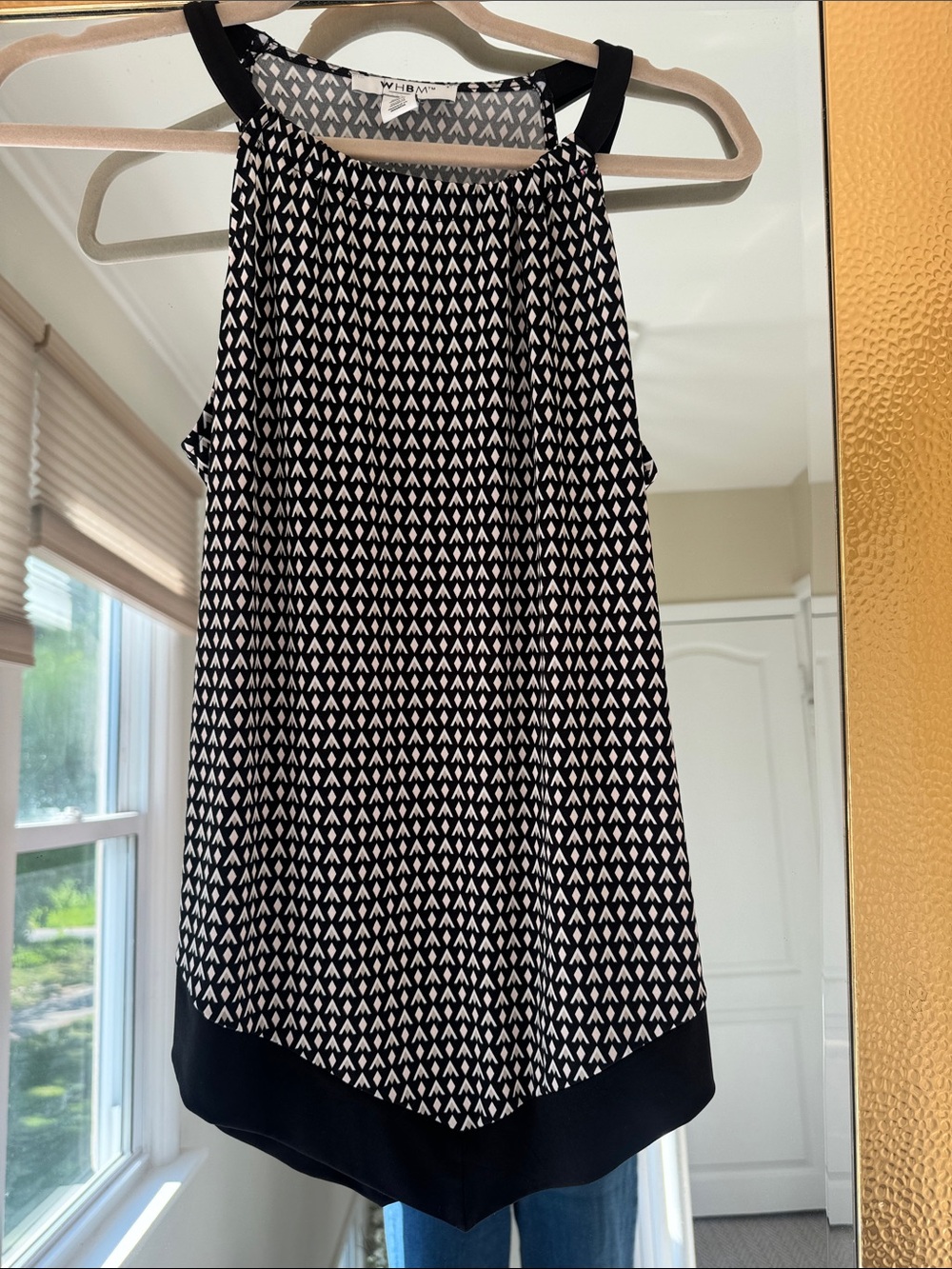 White House Black Market Black & White Geo-Print Halter Skirt